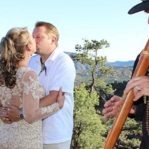 married couple at airport vortex wedding venue