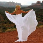 wedding bride in white at cathedral