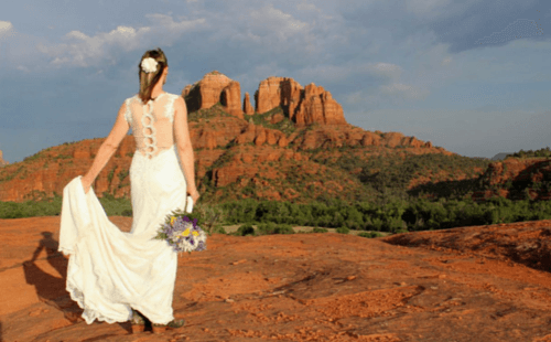 young lady overlooking cathedral vista wedding venue